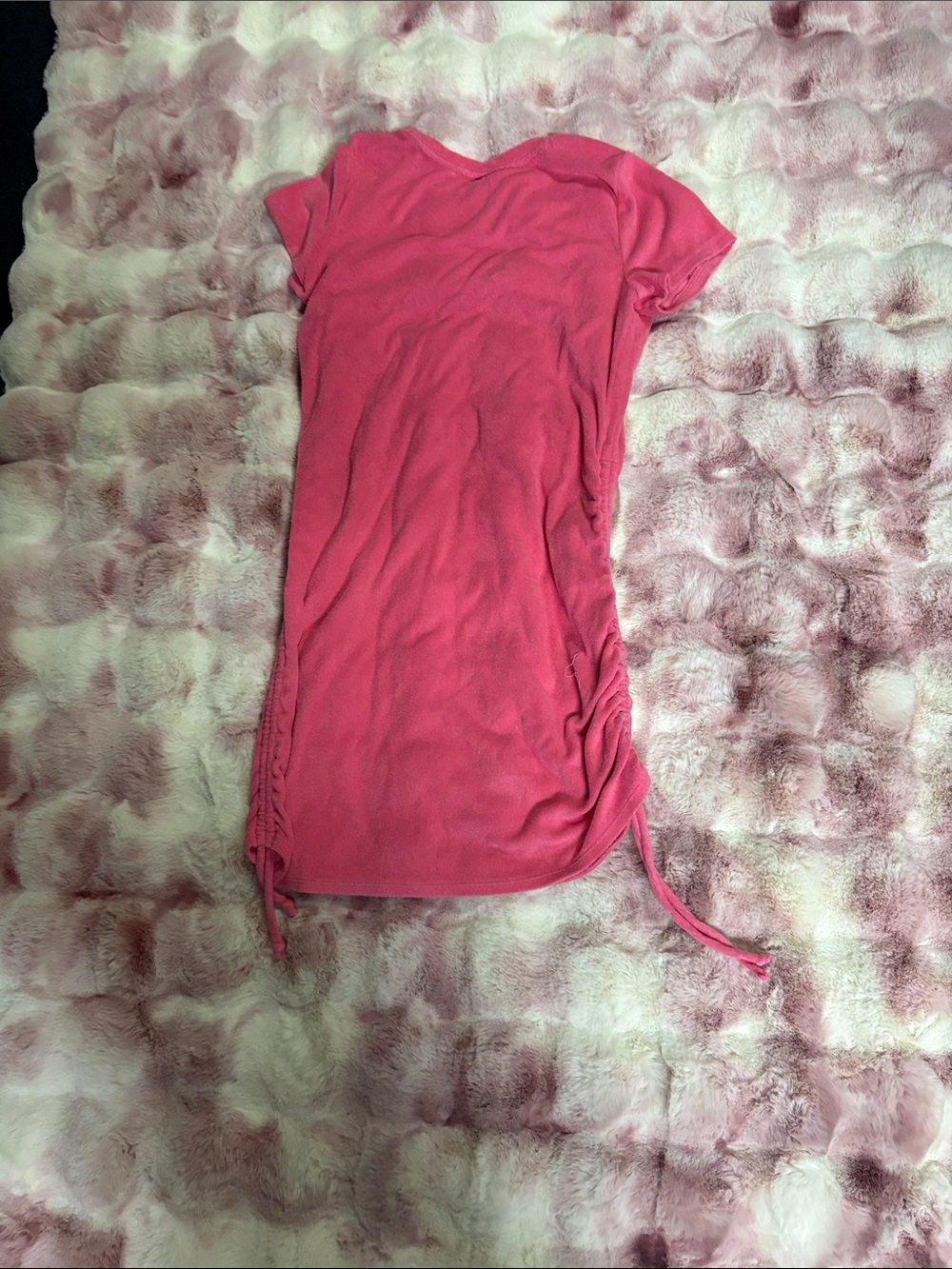 PINK Victoria's Secret Hot Pink Short-Sleeve Ruched Side terrycloth dress - Picture 4 of 6